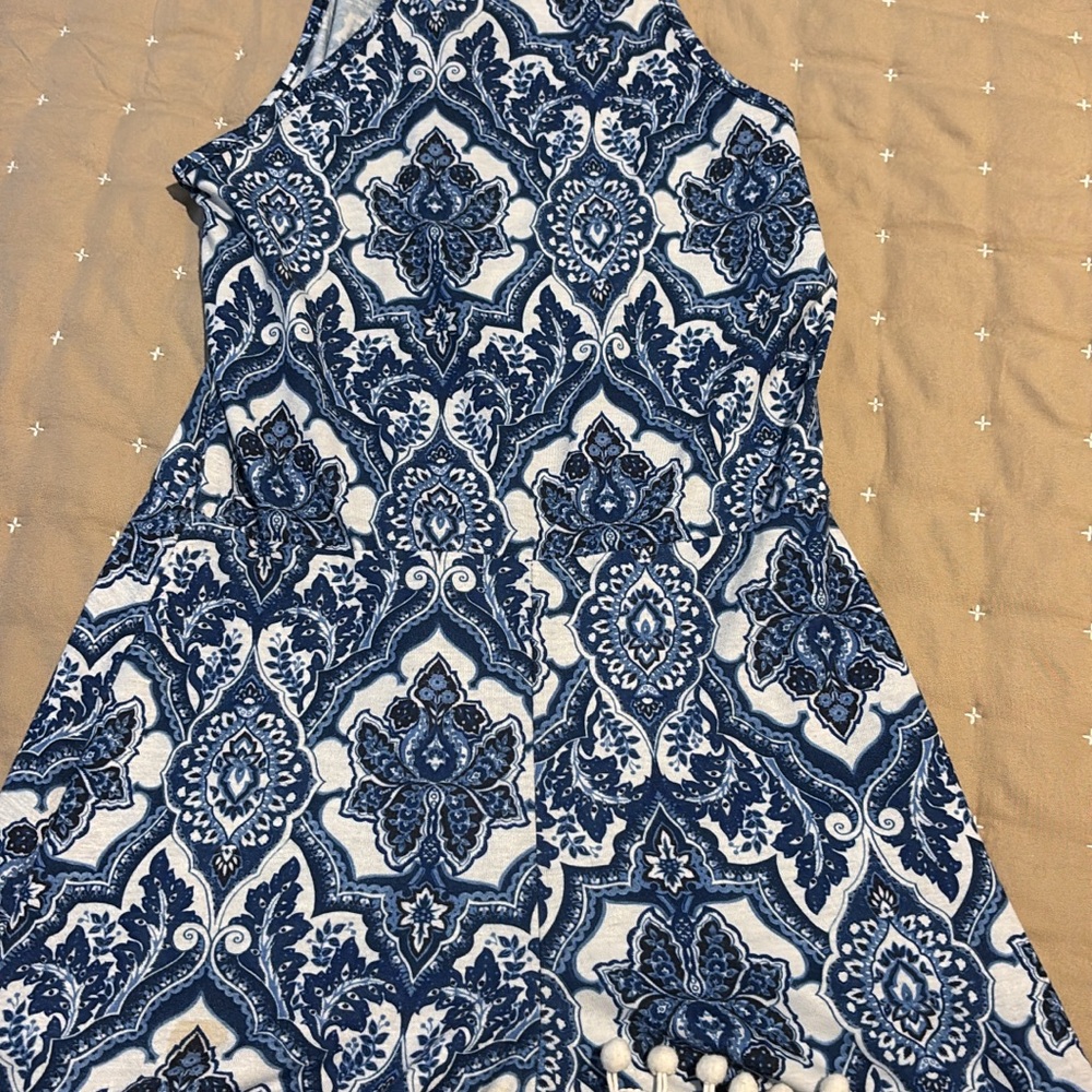Blue and White Patterned Dress